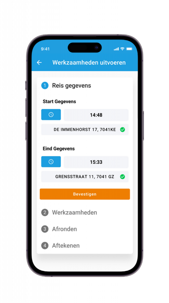 Screenshot van de mCSR app