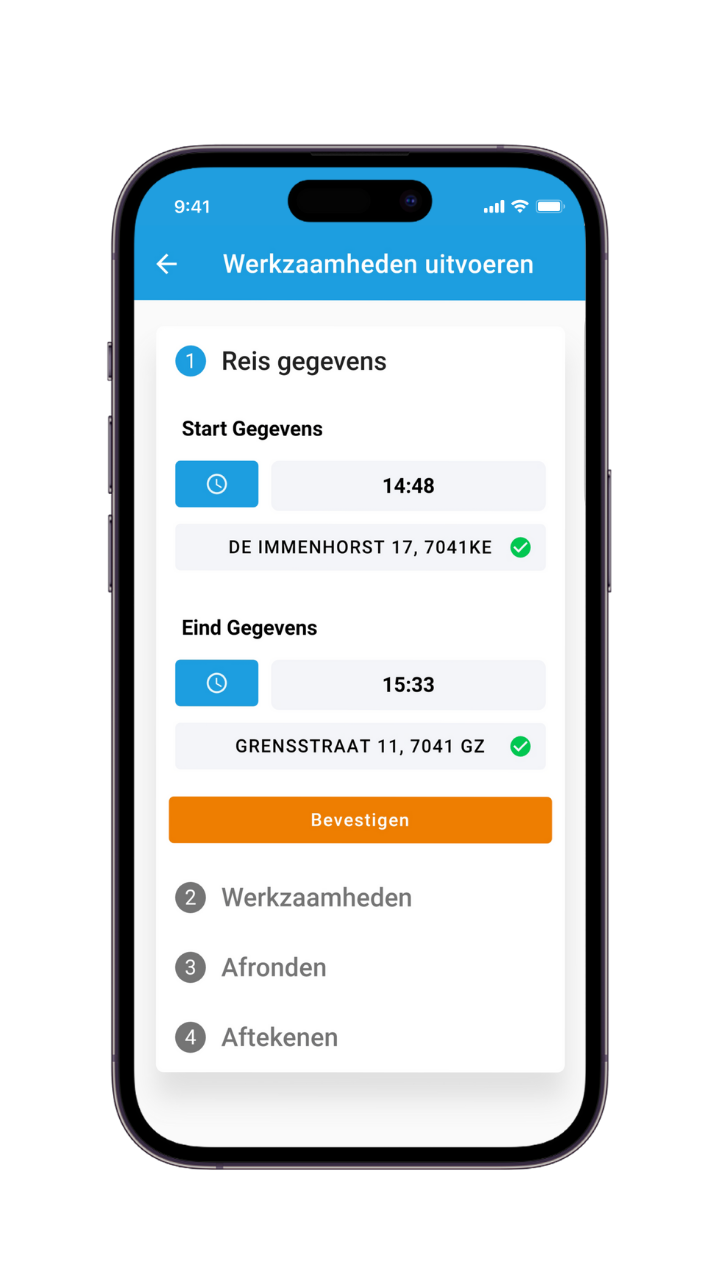 Screenshot van de mCSR app