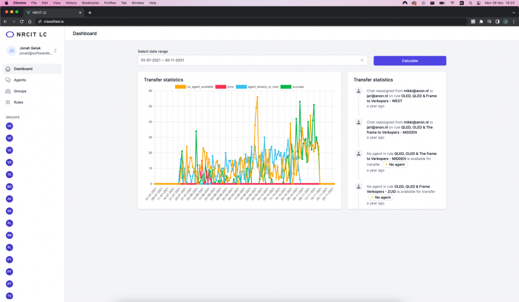 Screenshot van webapplicatie op maat